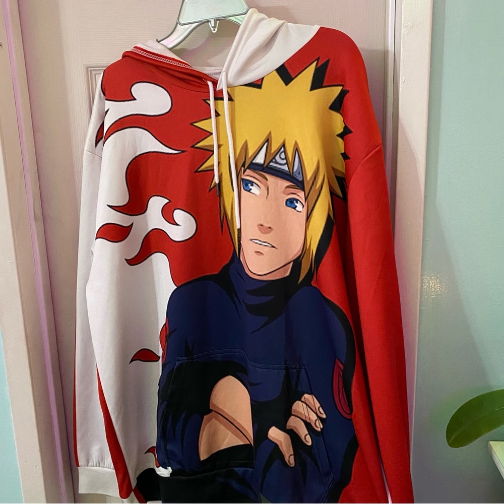 minato uzumaki naruto anime hoodie NWOT lightweight shippuden hokage